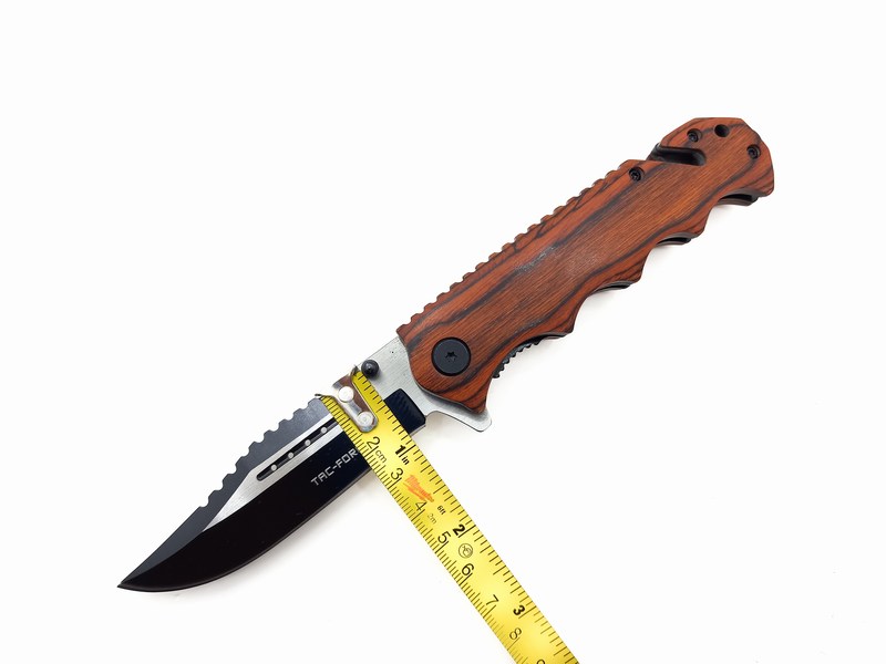 Navaja Cuchillo Tactico Militar Calavera Tac Force 809 Color Madera