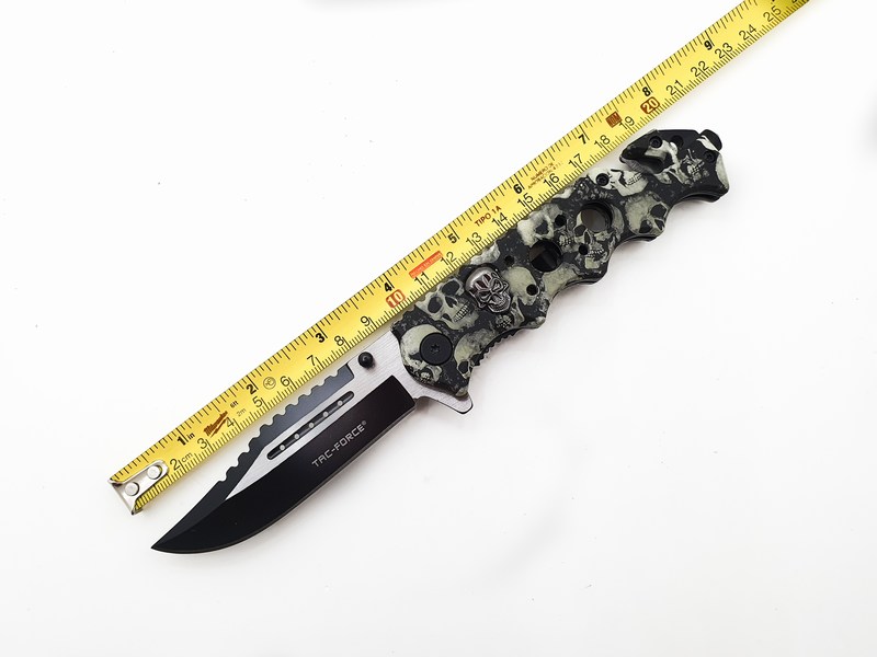 Navaja Cuchillo Tactico Militar Calavera Tac Force 809 Gris/Calaveras