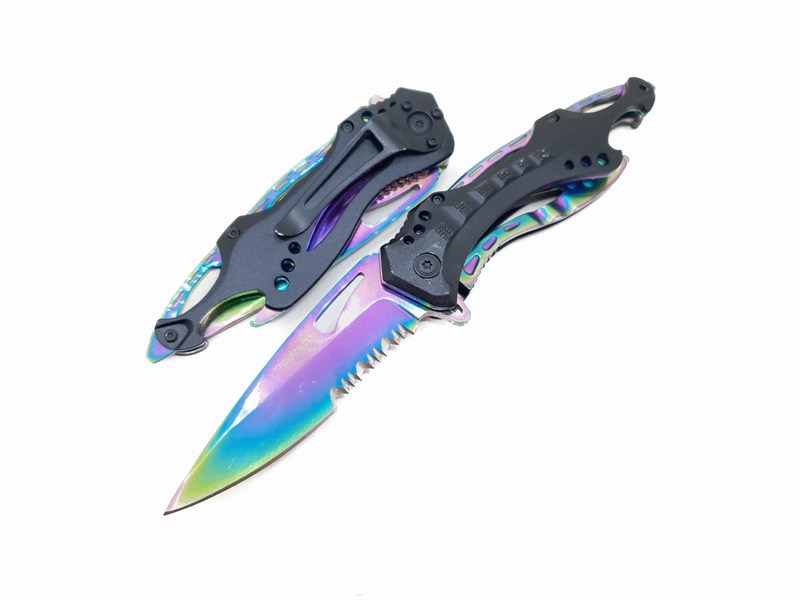 Navaja Tactica Campismo Senderismo Tac Force 705 Color Tornasol