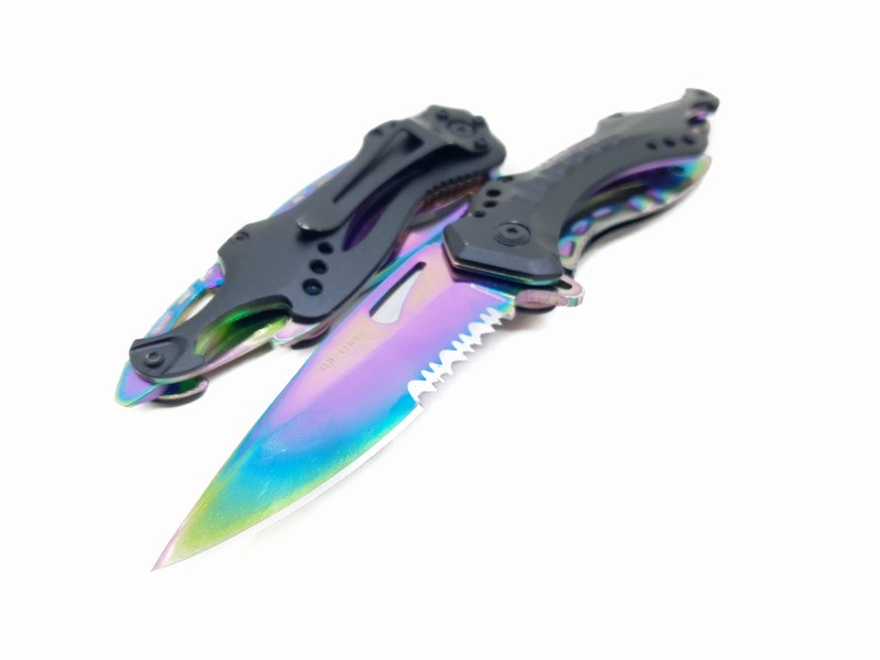 Navaja Tactica Campismo Senderismo Tac Force 705 Color Tornasol