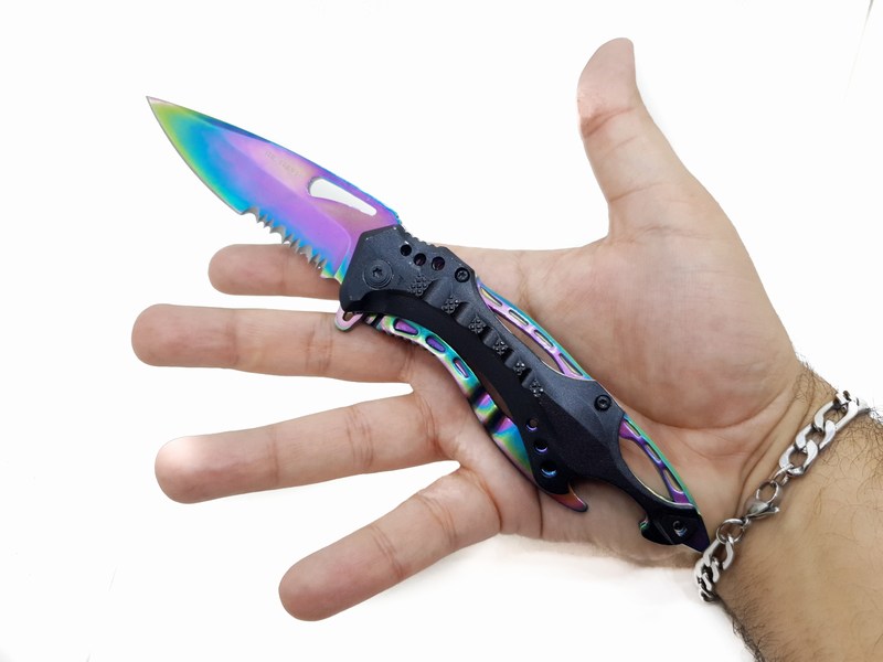 Navaja Tactica Campismo Senderismo Tac Force 705 Color Tornasol