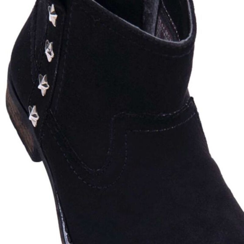 Bota Para Niña Casual Negro Con Estrellas Y Tacón Bajo 114
