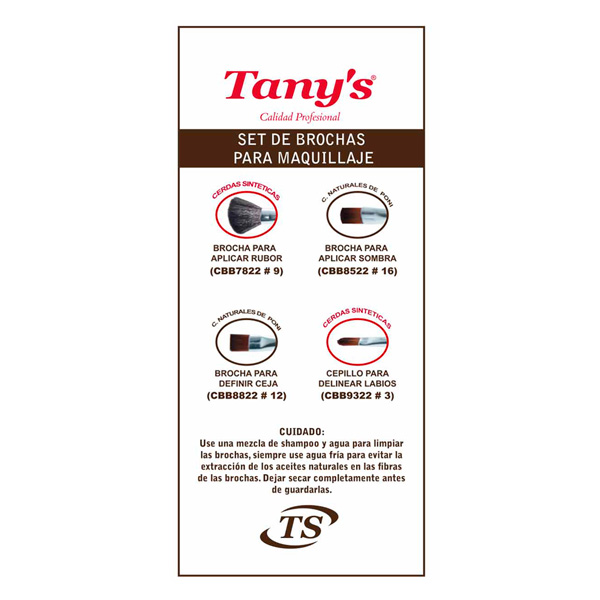 Set 4 Brochas Maquillaje Tanys Naturales Y Sintéticas Cbb-2