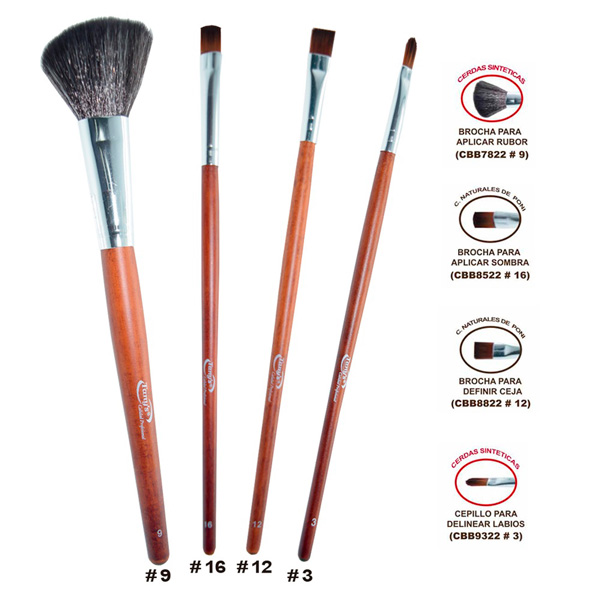 Set 4 Brochas Maquillaje Tanys Naturales Y Sintéticas Cbb-2