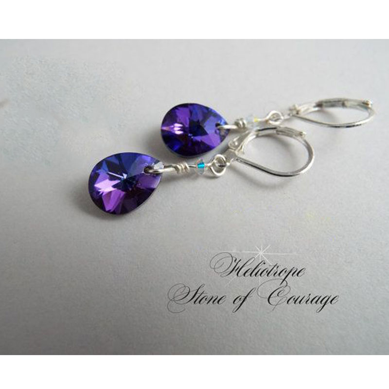 Aretes Colgantes SWAROVSKI CRYSTALS MINI PERA morada
