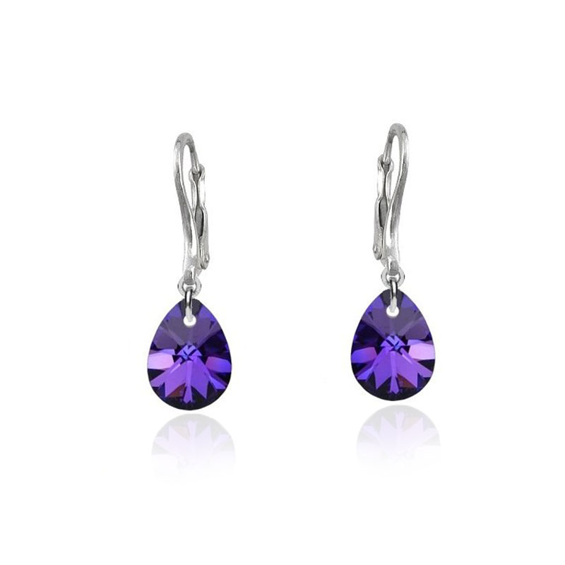 Aretes Colgantes SWAROVSKI CRYSTALS MINI PERA morada