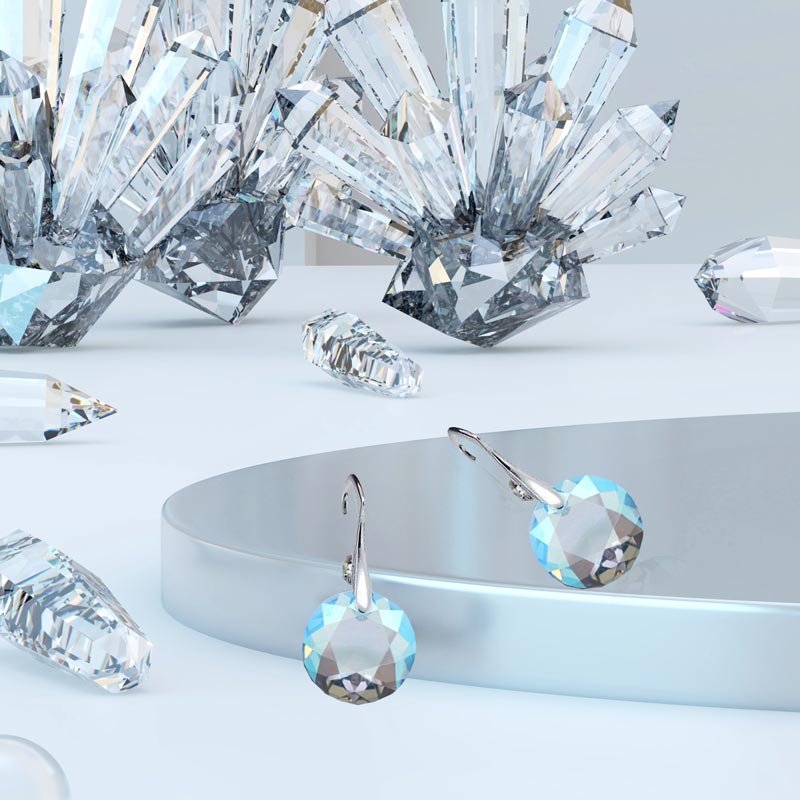 Aretes Colgantes SWAROVSKI CRYSTALS CLASSIC CUT Azul claro