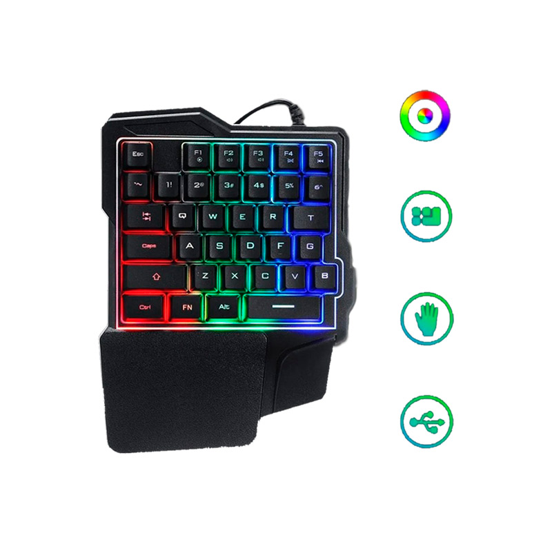 Teclado Mecánico De Una Mano RGB TECK TECK, 35 Teclas Con Retroiluminación y Fn