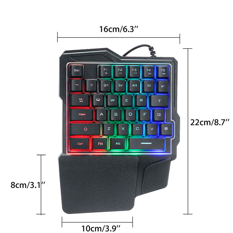 Teclado Mecánico De Una Mano RGB TECK TECK, 35 Teclas Con Retroiluminación y Fn