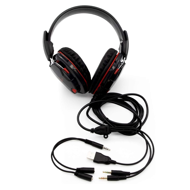 DIADEMA GAMER YEYIAN YH2000 CON MICROFONO TEMPEST LED MULTIPLATAFORMA NEGRO CON ROJO