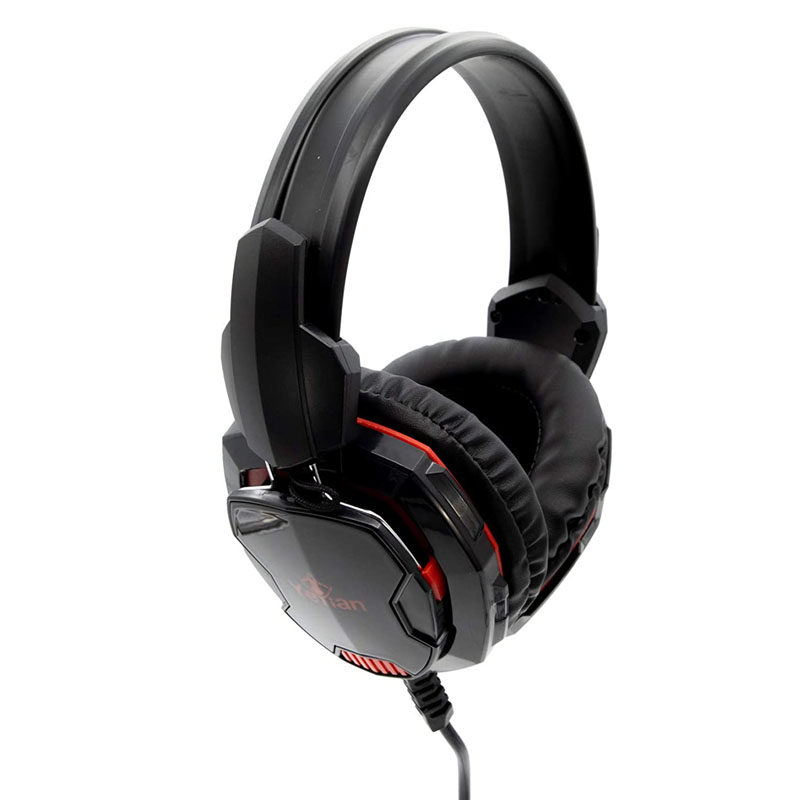 DIADEMA GAMER YEYIAN YH2000 CON MICROFONO TEMPEST LED MULTIPLATAFORMA NEGRO CON ROJO