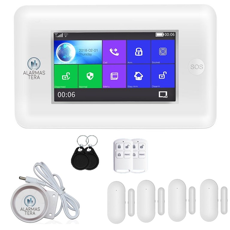 G22 Alarma casa inalambrica Wifi Gsm RFID Celular Tuyasmart Smartlife Alexa (4 Magnetico)