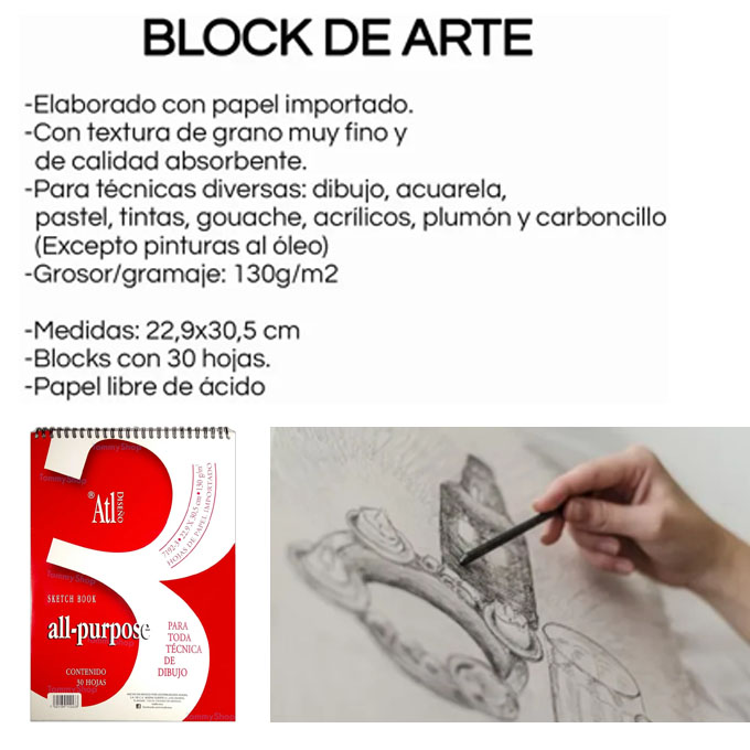 Block Para Toda Tecnica de Dibujo y Arte ATL All Purpose No 3