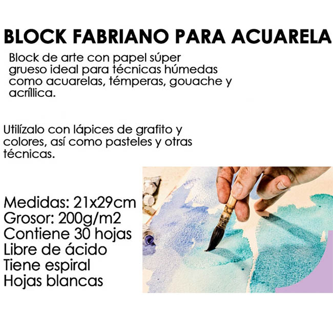 Block Papel Fabriano Para Pintar Acuarela Tempera Gouache Accademia