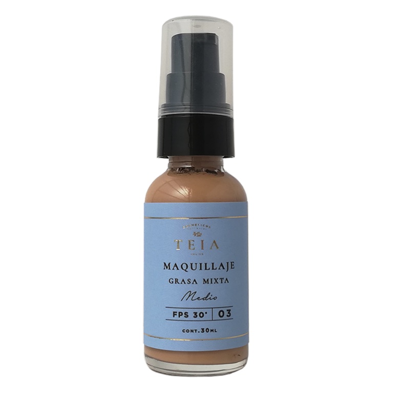 Maquillaje piel grasa - mixta TEIA tono 3 medio