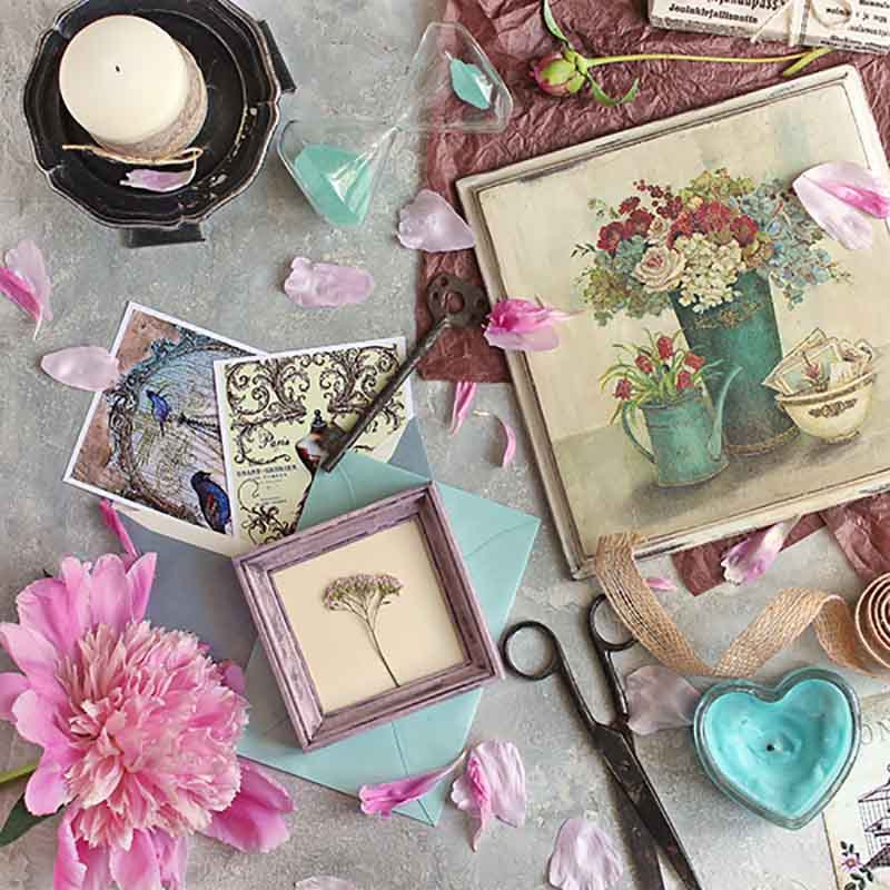 Cuadro Decorativo Canvas Collage Vintage Floral