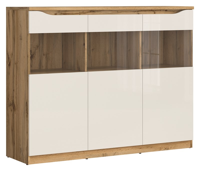 Vitrina Albet Blanco brillante y roble sonoma - Kessa