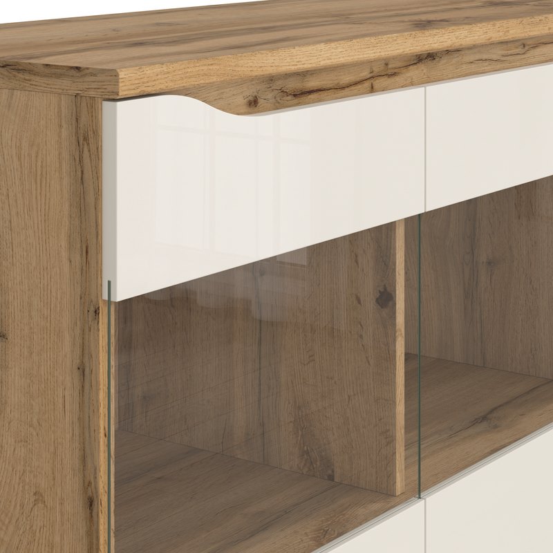 Vitrina Albet Blanco brillante y roble sonoma - Kessa