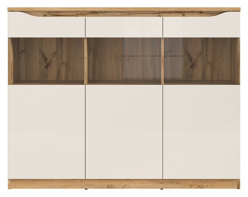 Vitrina Albet Blanco brillante y roble sonoma - Kessa