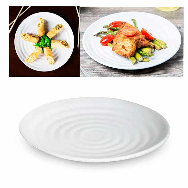 Plato trinche redondo espiral melamina GET 25cm 6 pzas. GET-ML-81-W