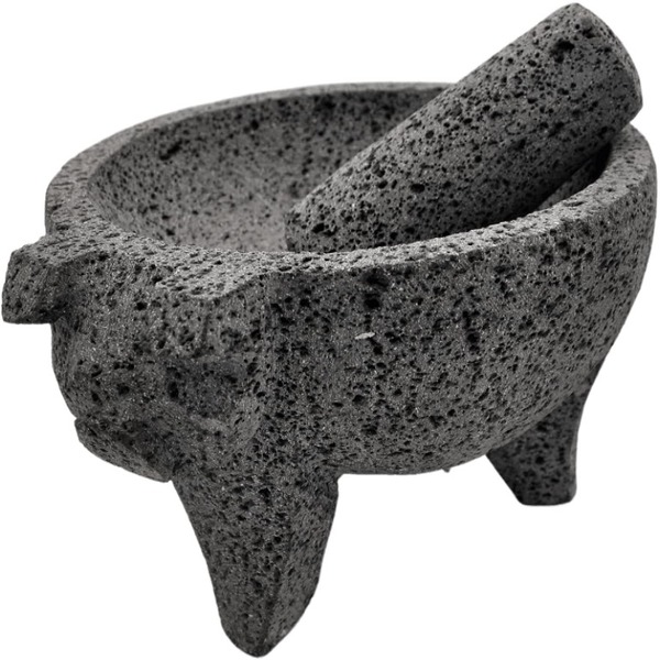 CEMCUI Molcajete Pitzotl de Piedra Volcánica Hermoso Molcajete de 18 CM de Diámetro, Hecho Orgullosamente por Manos Mexicanas.
