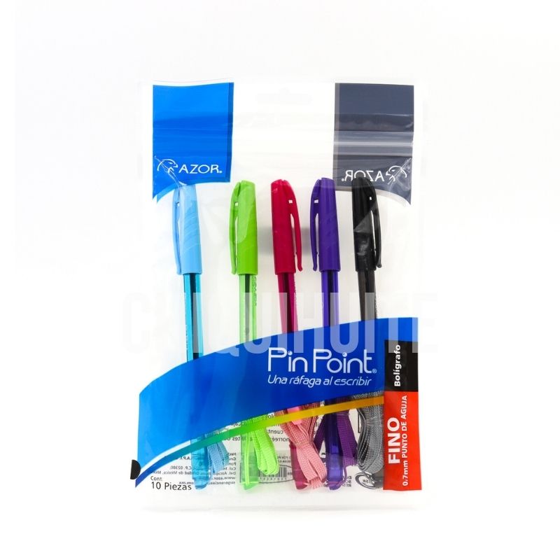 Boligrafo Pluma Pinpoint Azor 5 colores con correa Punto fino 0.7mm