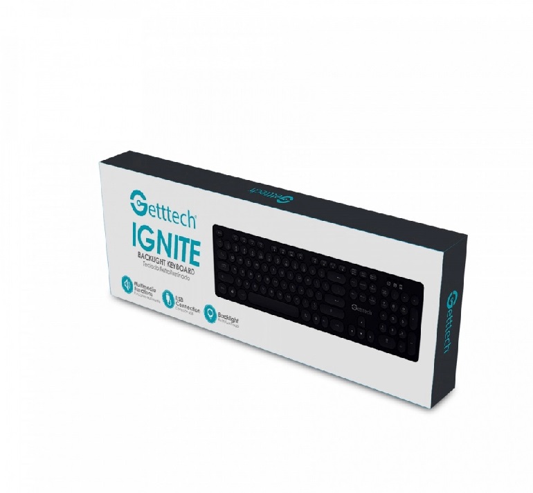 Teclado GETTTECH GTI-28201G Negro Retroiluminado cable USB NEGRO PC LAP MAC WINDOWS IOS MEMBRANA
