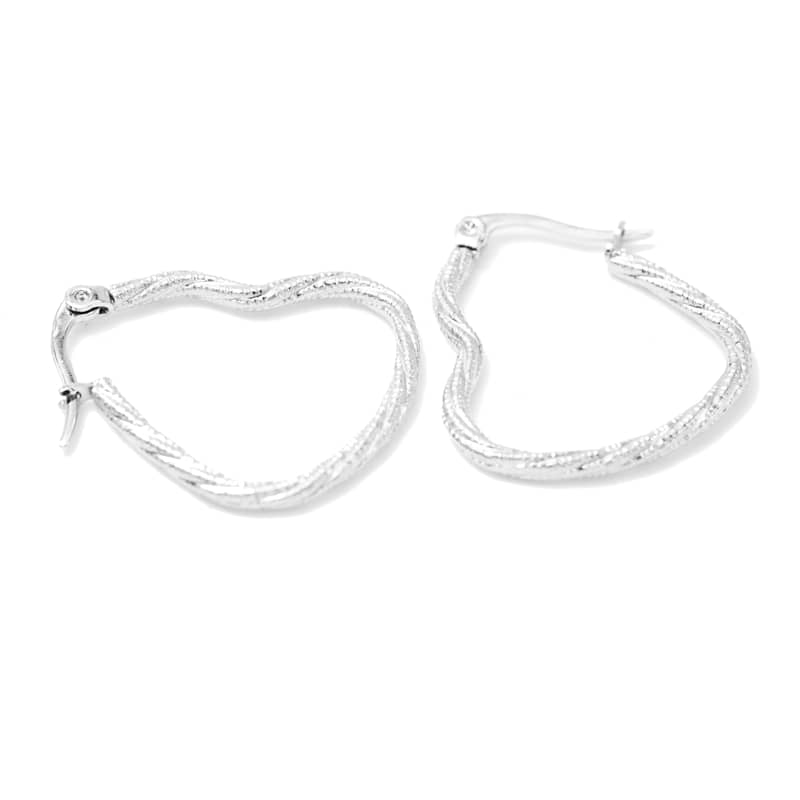 Joya Arracadas De Acero Forma De Corazon Plateado