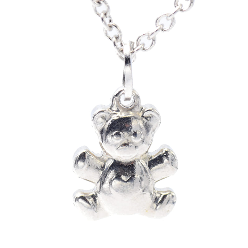 Joya Cadena Con Dije De Osito De Acero Inox Plateada