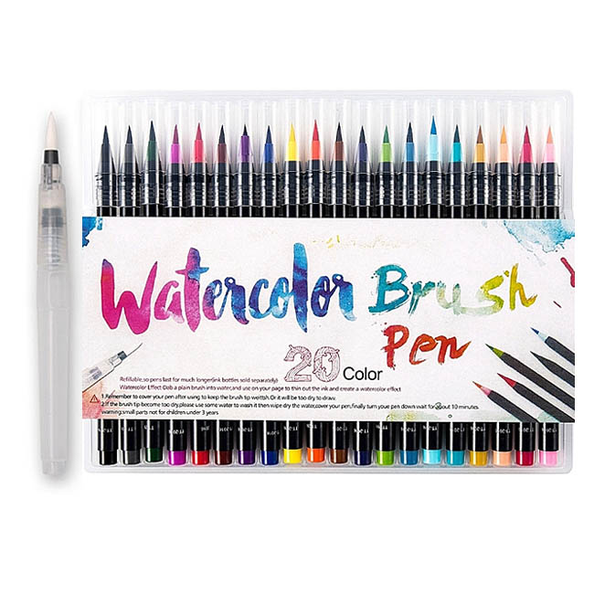 Plumones Acuarelables Punta Pincel Acuarela Colores surtidos Pintura y Dibujo Waterbrush