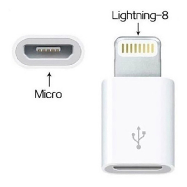 Adaptador V8 Micro USB Hembra Lightning IP Macho