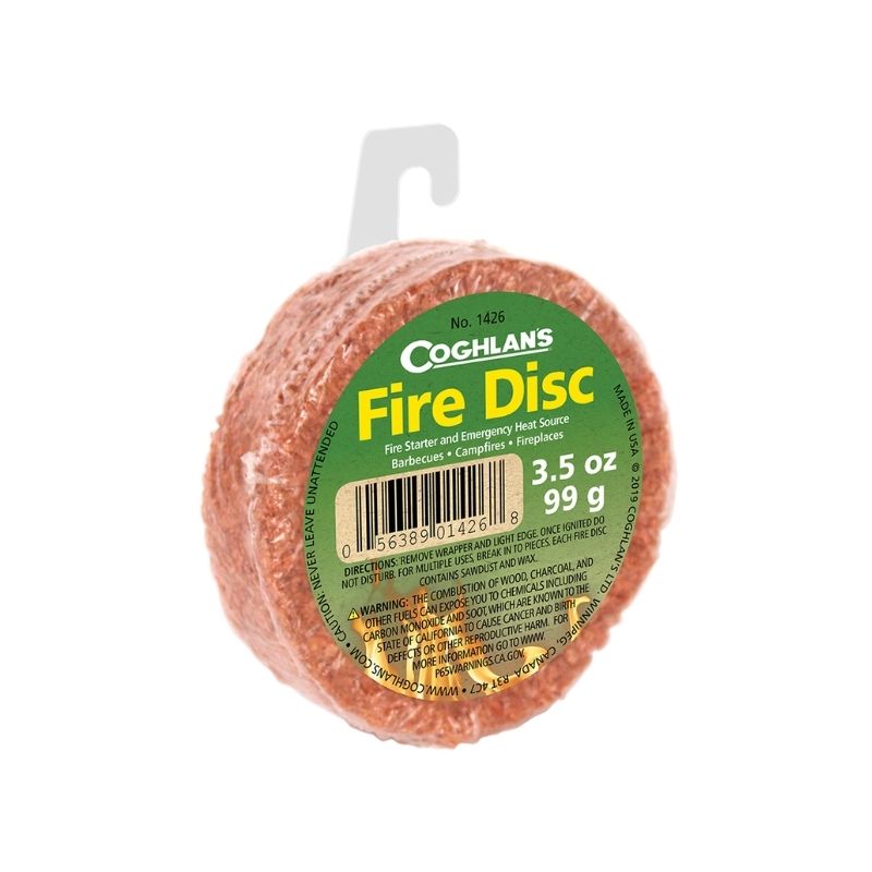Disco combustible iniciador de fuego o fogata de cedro y cera para campismo Coghlan's 1426