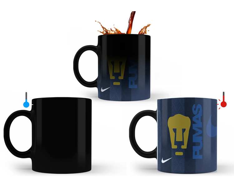TAZA MAGICA FUTBOL PUMAS UNAM FONDO AZUL