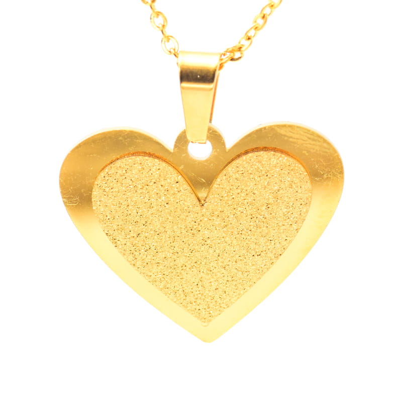 Joya Kit Cadena Dije Y Aretes Forma De Corazon Dorado Azucarado