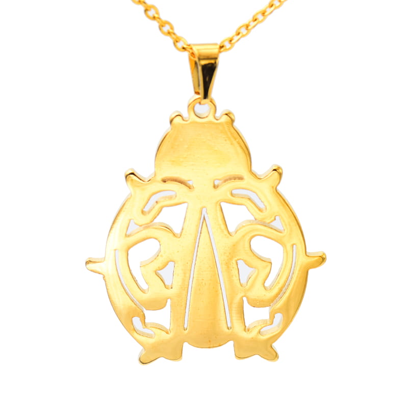 Joya Kit Dije Cadena Aretes En Foma De Catarina Dorada Acero Inox