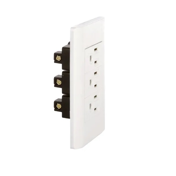 Placa Lucek 3 Contactos Blanco Plástico