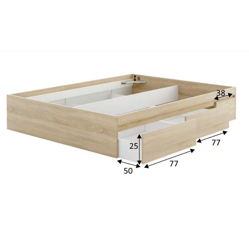 KENDRA Base de Cama para colchones de 150x190 con 4 cajones