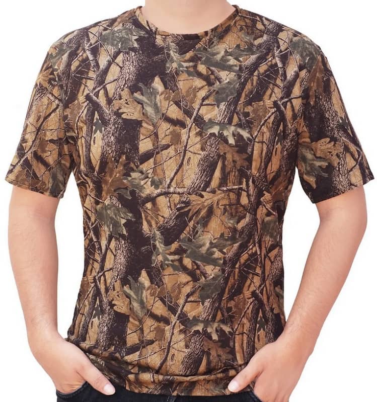 playera camuflaje hombre Caceria Camuflajeada hojas