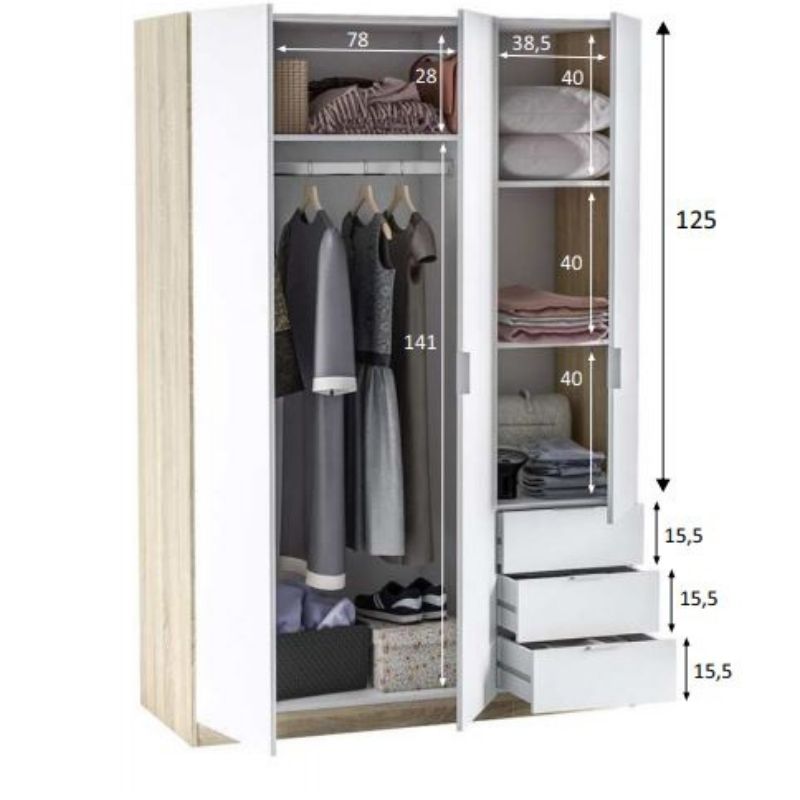 Armario 3 puertas + 3 cajones