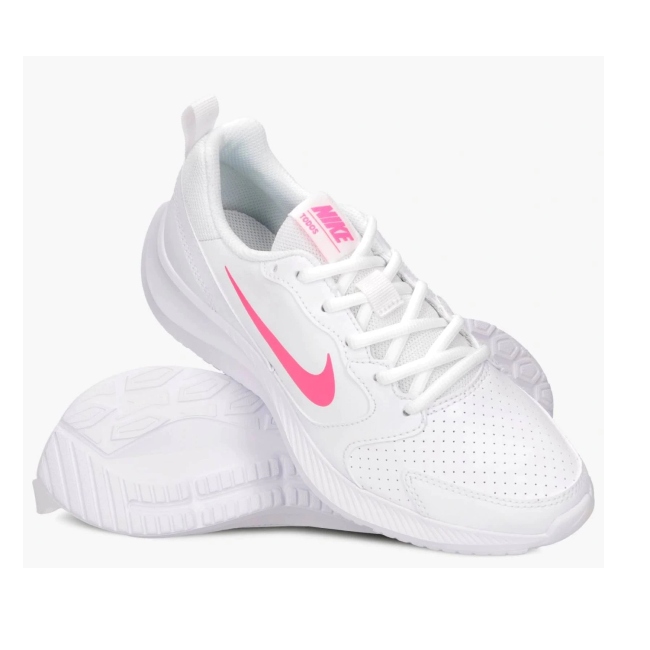 TENIS NIKE TODO BLANCO-ROSA PARA MUJER BQ3201-100