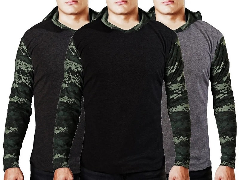 playera camuflaje hombre Manga Larga Con Gorro 3 Piezas Pixel, Camuflajeada