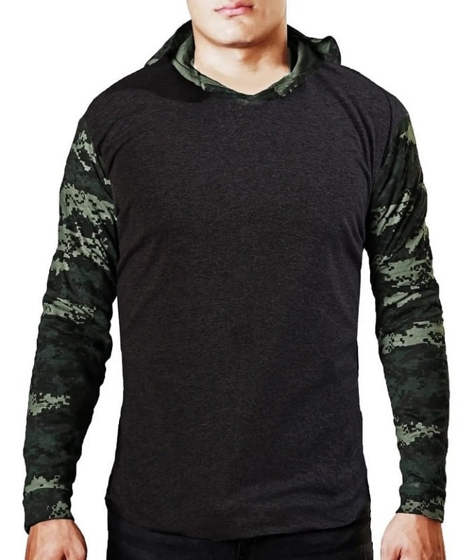playera camuflaje hombre Manga Larga Con Gorro 3 Piezas Pixel, Camuflajeada
