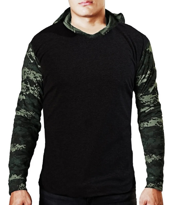 playera camuflaje hombre Manga Larga Con Gorro 3 Piezas Pixel, Camuflajeada
