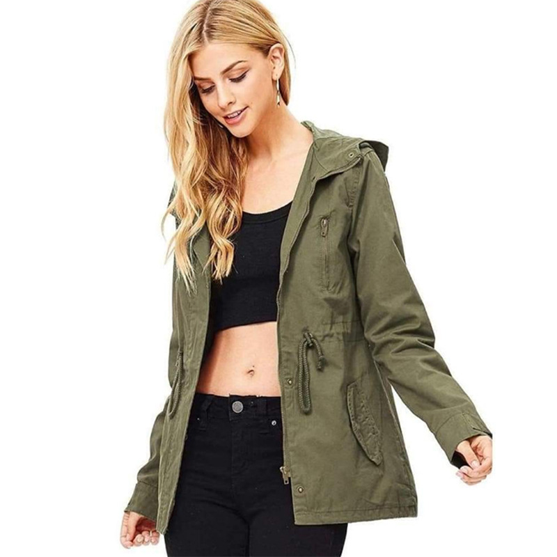 Gabardina para mujer cazadora con gorro chamarra