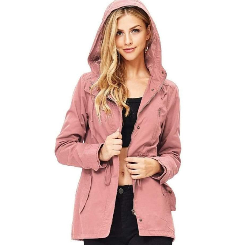 Gabardina para mujer cazadora con gorro chamarra