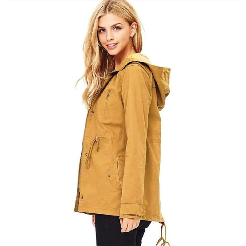 Gabardina para mujer cazadora con gorro chamarra