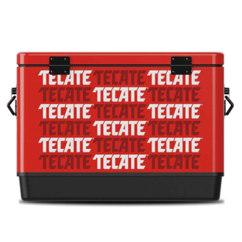Hielera 30 litros Tecate Logo Blanco Repetición con 3 six packs Regalo