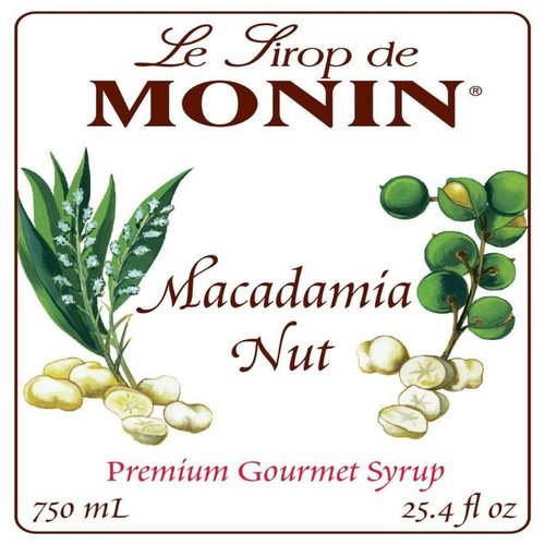 Saborizante Macadamia Nut Caja con 12 Piezas Monin Syrop 750 ml Cualquier tipo de Bebidas Frías y Calientes