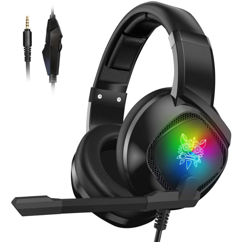 Audífonos Gamer Onikuma K19 Negro Con Luz Rgb Led
