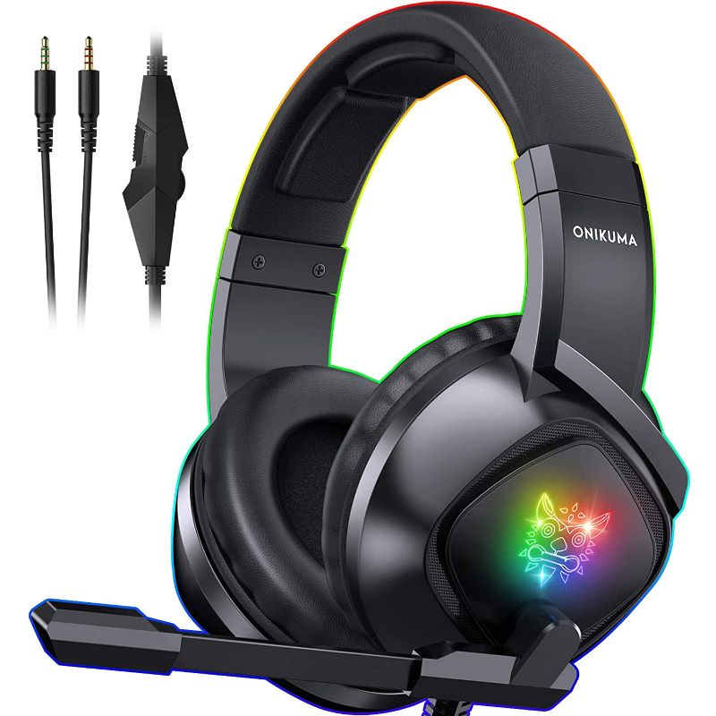Audífonos Gamer Onikuma K19 Negro Con Luz Rgb Led